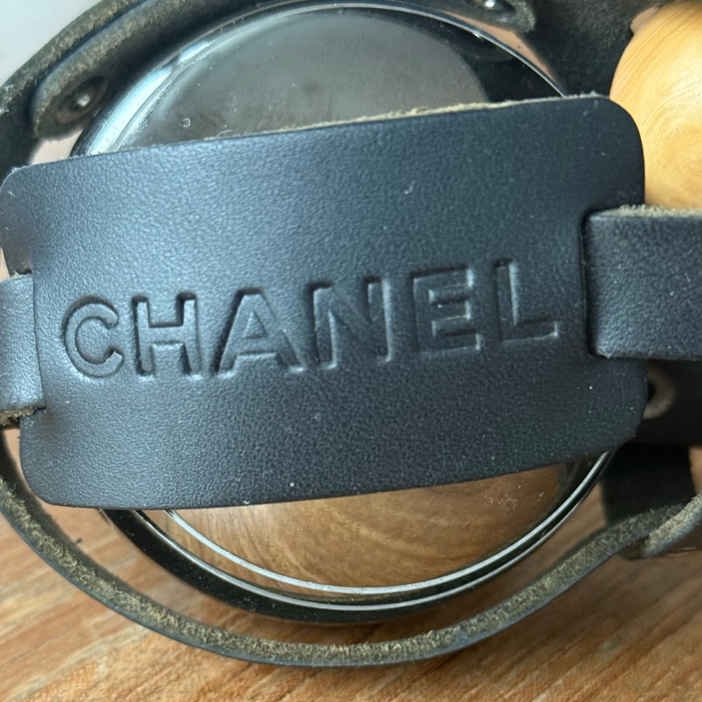 Chanel petanque ball set Black /Silver Boules with Black Leather Holder
